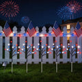 8-Piece Flag Light Set, 4th of July Decorations 8 Lighting Modes, 8-in-1 American Flag Solar Lights, Memorial Day Decorations Featuring Red, White, and Blue Lights for Independence Day Pathway Garden Decorations Yard Pathway