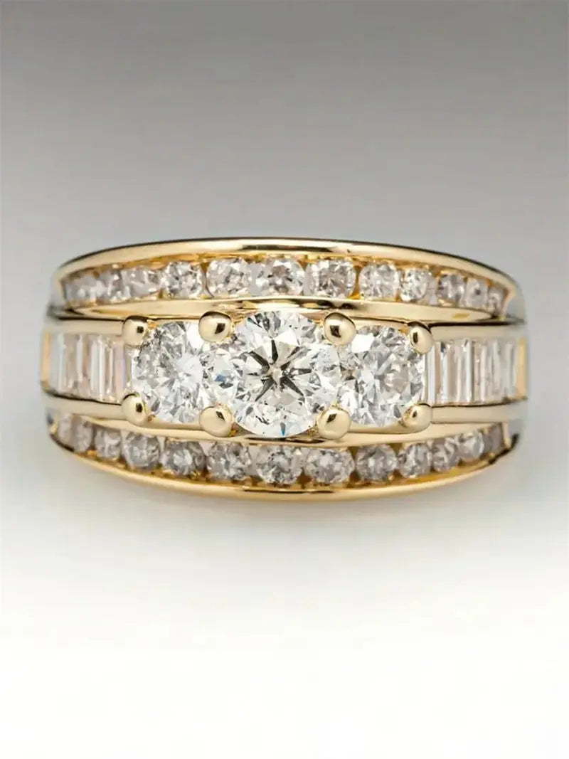 Fashion Artificial Crystal Decorated Ring, Wedding Engagement Party Accessories for Women, Trendy Accessories for Party and Daily Life