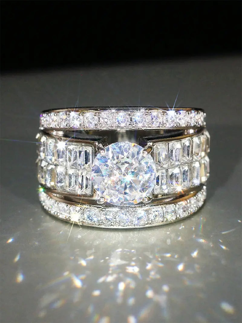 Fashion Artificial Crystal Decorated Ring, Wedding Engagement Party Accessories for Women, Trendy Accessories for Party and Daily Life