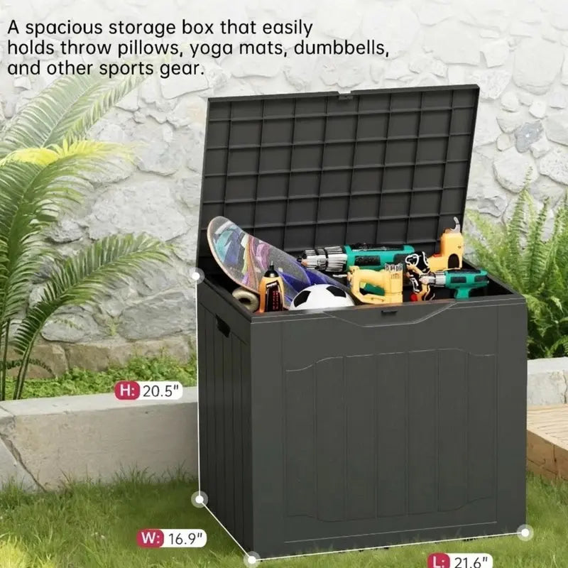 Outdoor Storage Box 35 Gallon Patio Deck Box with Handles, Patio Storage Deck Boxes Garden Resin Deck Storage Container Lockable Storage Box #Summervibes
