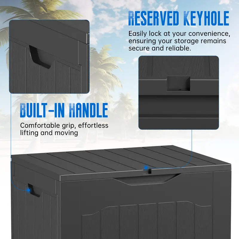 Outdoor Storage Box 35 Gallon Patio Deck Box with Handles, Patio Storage Deck Boxes Garden Resin Deck Storage Container Lockable Storage Box #Summervibes