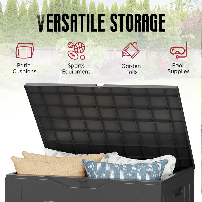 Outdoor Storage Box 35 Gallon Patio Deck Box with Handles, Patio Storage Deck Boxes Garden Resin Deck Storage Container Lockable Storage Box #Summervibes