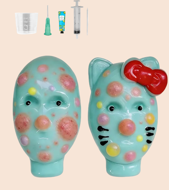 Pimple Popping Squishy Stress Relief Squeeze Fidget Toy Reusable Silicone Pimple Popper Set Soft Sensory Squishy with Refill Kit Satisfying Burst Play for Anxiety Relief Desk Fun (Alien)