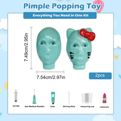 Pimple Popping Squishy Stress Relief Squeeze Fidget Toy Reusable Silicone Pimple Popper Set Soft Sensory Squishy with Refill Kit Satisfying Burst Play for Anxiety Relief Desk Fun (Alien)