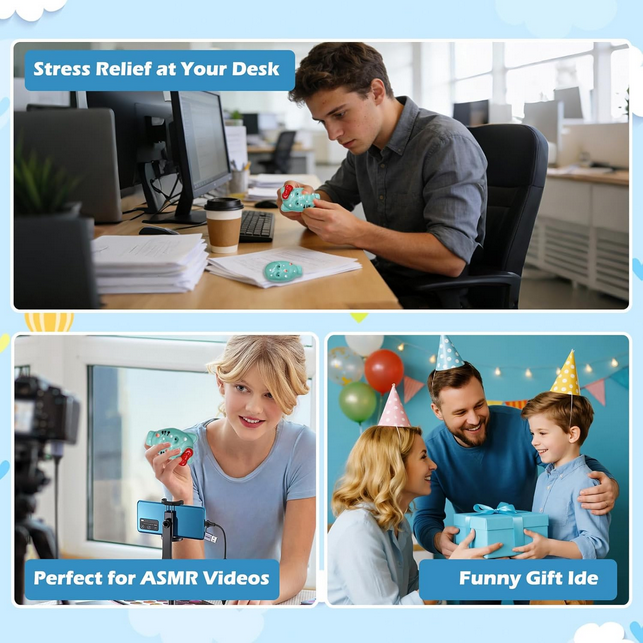 Pimple Popping Squishy Stress Relief Squeeze Fidget Toy Reusable Silicone Pimple Popper Set Soft Sensory Squishy with Refill Kit Satisfying Burst Play for Anxiety Relief Desk Fun (Alien)